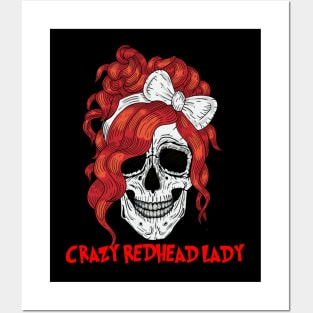 Crazy Redhead Lady Skull Posters and Art